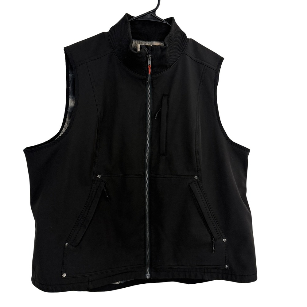 Dovetail Vest Womens 2XL Black Workwear Softshell Plaid Lined Full Zip Utility